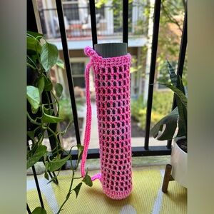 Handmade Pink Crochet Yoga Mat Holder